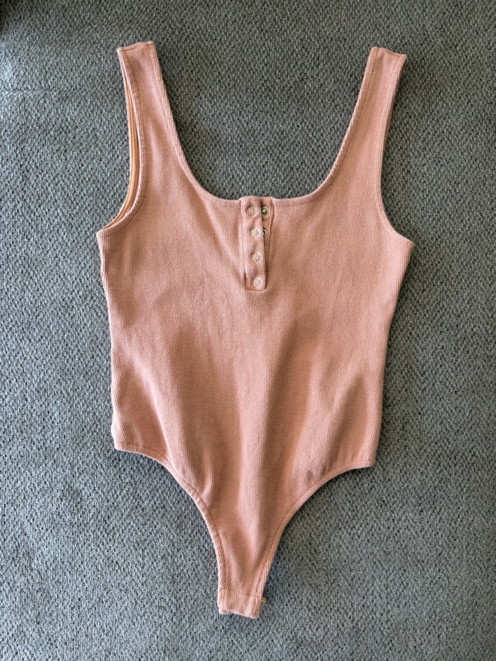 BuddyLove Ribbed Henley One-Piece Bodysuit in Dusty Rose